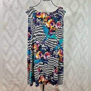 Nikki Poulos alice in wonderland checkered printed tunic size 3X